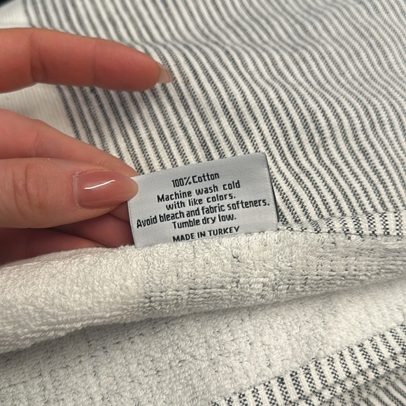 Parachute Mini Stripe Beach Towel in Black & White - Picture 5 of 5